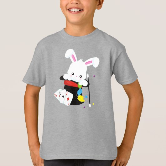 White Bunny, Rabbit, Magic Trick, Magic Wand, Pet T-shirt (Voorkant)