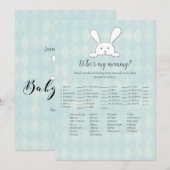 White Bunny Rabbit, mijn mama Baby shower-spel Kaart (Voorkant / Achterkant)