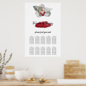 White Burgundy Orchid Wedding Seding Chart Poster (Keuken)