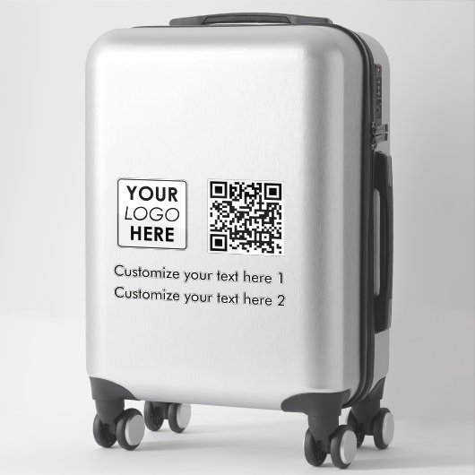 White Business Logo Company Eenvoudige QR-codeteks Sticker (Koffer)