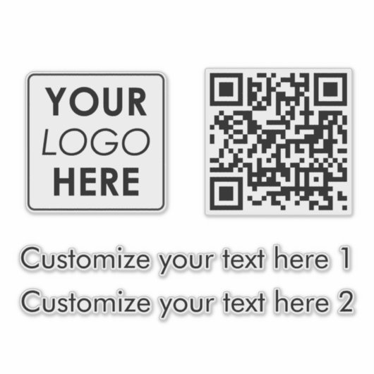 White Business Logo Company Eenvoudige QR-codeteks Sticker (Voorkant)