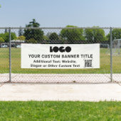 White Business Logo Company QR code Outdoor 2,5x8 Spandoek (Insitu)