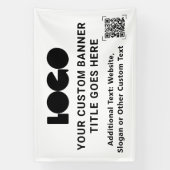 White Business Logo Company QR Promo Custom 4'x6' Spandoek (Verticaal)