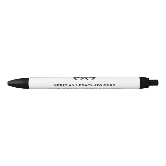 White Business Logo Promotie Zwarte Inkt Pen (Voorkant)