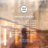 White Business Opening Hours Simple Modern Script  Raamsticker (Vel 2)