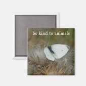 White Butterfly "Be Kind to Animals" Magnet (Recto/Verso)