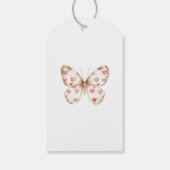 White Butterfly Hearts verjaardag Cadeaulabel (Achterkant)