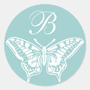 White Butterfly Monogram sticker