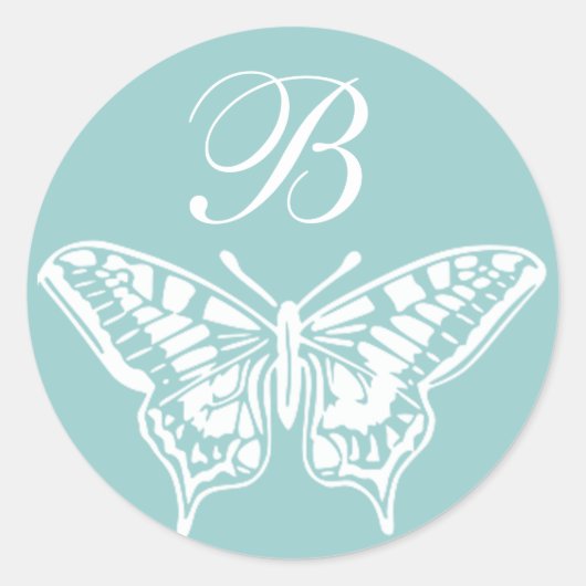 White Butterfly Monogram sticker (Voorkant)