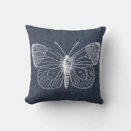 White Butterfly on Indigo Pillow 2 Kussen