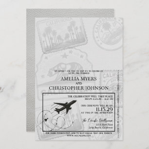 White California Passport Wedding Kaart