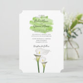 White Calla Lilies Aquarelle Mariage Invitations (Debout devant)