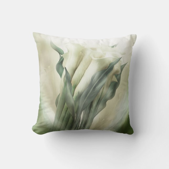 White Calla Lilies Art Decorator Pillow Kussen (Voorkant)