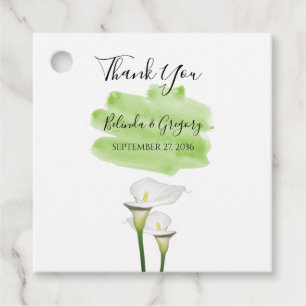 White Calla Lilies Waterverf Wedding Gift Bedankjes Labels