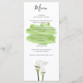 White Calla Lilies Waterverf Wedding Menu (Voorkant)