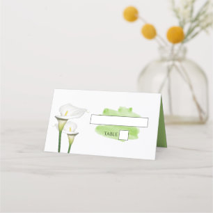White Calla Lilies Waterverf Wedding Place Card