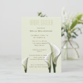 White Calla Lillies bruids douche uitnodiging (Staand voorkant)