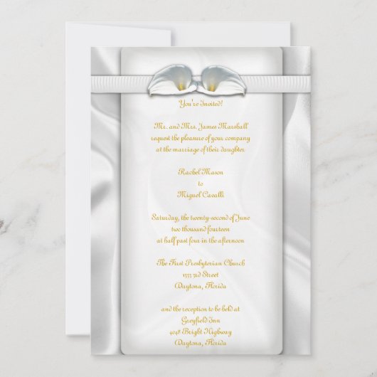 White Calla Lilly Invitations Kaart (Voorkant)
