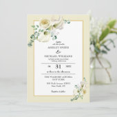 White Calla Lily and Greenery Eucalyptus Wedding Kaart (Staand voorkant)