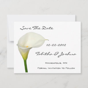 White Calla Lily bewaart de datumkaarten Save The Date