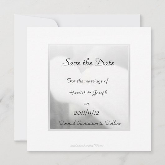White Calla Lily Elegant Wedding Save the Date (Achterkant)