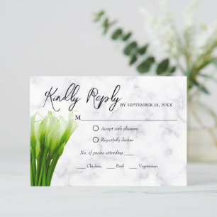 White Calla Lily Florals Wedding RSVP Kaart