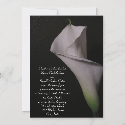 White Calla Lily Wedding Invitations Kaart (Voorkant)