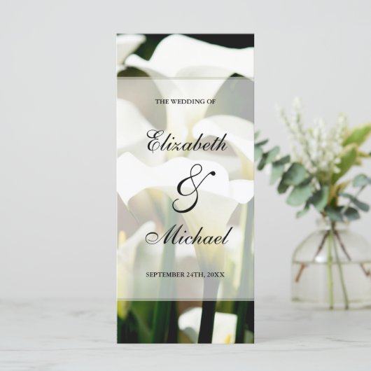 White Calla Lily Wedding Programma (Staand voorkant)