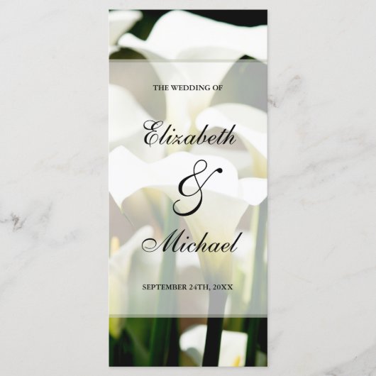 White Calla Lily Wedding Programma (Voorkant)
