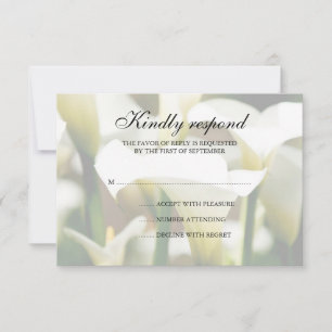 White Calla Lily Wedding Response Card RSVP Kaartje