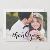 White Calligraphy Script Photo Weddenschap Bedankt (Voorkant)
