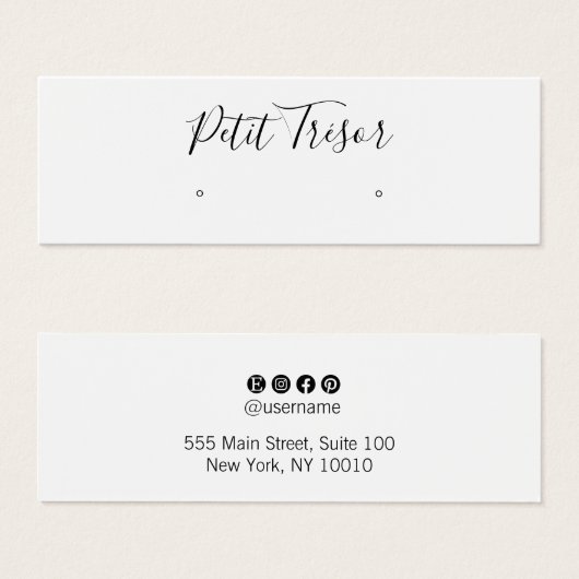 White Calligraphy Script  Stud Earring Display (Devant & derrière)