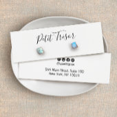 White Calligraphy Script Stud Earring Display