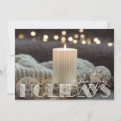 White Candle Cozy Happy Feestdagenkaart (Voorkant)