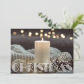 White Candle Cozy Kerstmis Feestdagenkaart (Staand voorkant)