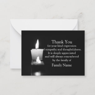 White Candle Light After Funeral Bedankt Card Notitiekaartje