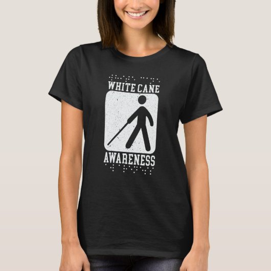 White Cane Awareness Braille Blind Awareness 1 T-shirt (Voorkant)