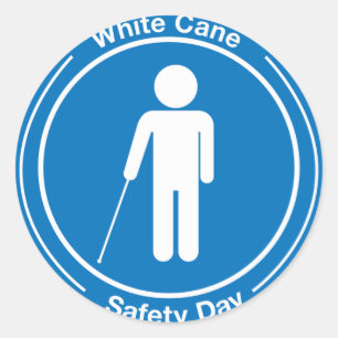 White Cane Safety Day Ronde Sticker