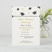 White Cap & Confetti Graduation Aankondiging (Staand voorkant)