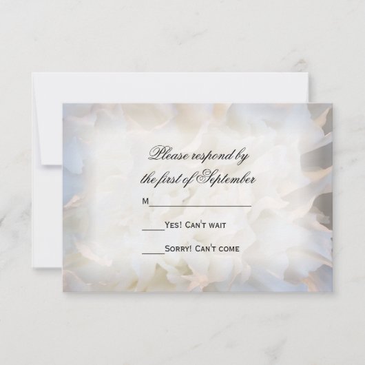 White Carnance Floral Wedding RSVP Response Kaart (Voorkant)