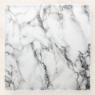 White Carrara Marble Glass Onderzetter