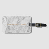 White Carrara Marble Gold Classic - op maat Bagagelabel (Voorkant (horizontaal))