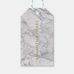 White Carrara Marble Gold Classic - op maat Cadeaulabel