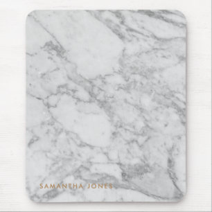 White Carrara Marble Gold Classic - op maat Muismat