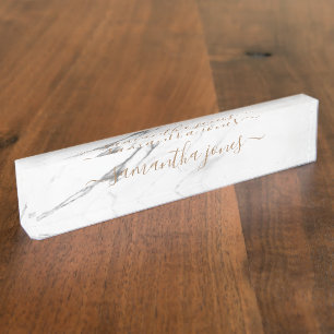 White Carrara Marble Gold Classic - op maat Naambordje