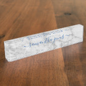 White Carrara Marble Gold Classic Script-naamplaat Naambordje (Zijkant)
