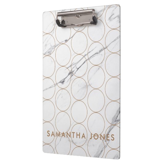 White Carrara Marble Gold Pattern Classic Modern Klembord (Links)