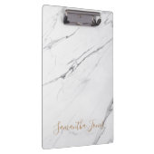 White Carrara Marble Gold Script Classic Modern Klembord (Rechts)