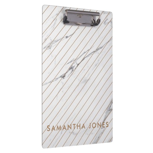 White Carrara Marble Gold Stripe Classic Moderne Klembord (Rechts)