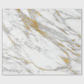 White Carrara Marble Grey Gold Stone Minimal Cadeaupapier (Vlak)